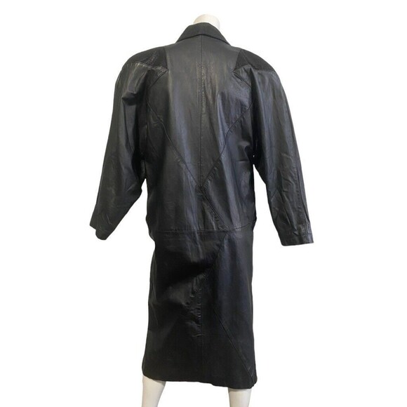 Winlit Black Leather Trench Coat With Suede Trim Size XS Read - Picture 4 of 12